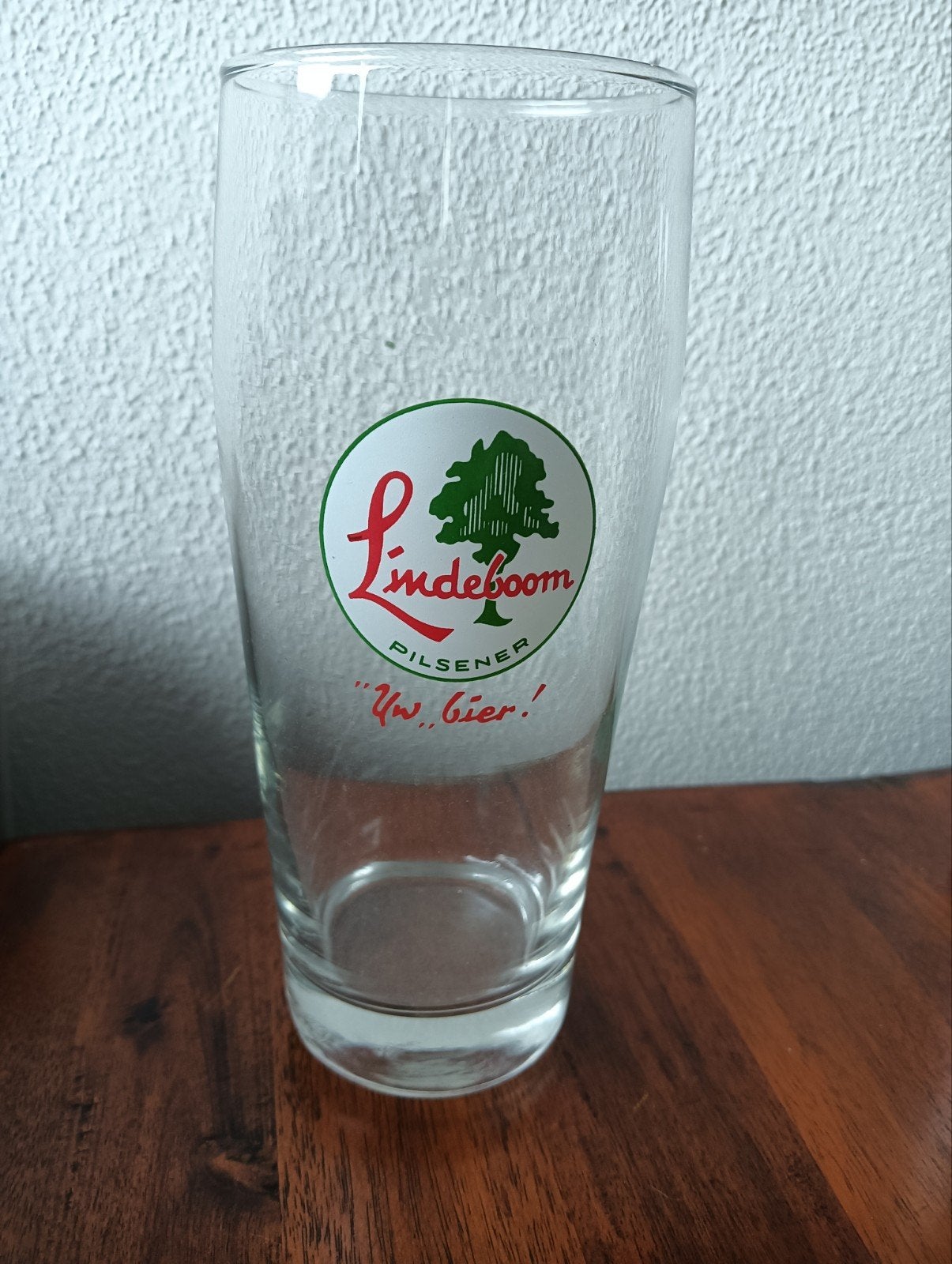 Groot bierglas Lindeboom 0,5 liter, Ophalen of Verzenden, Zo goed als nieuw, Glas of Glazen, Overige merken