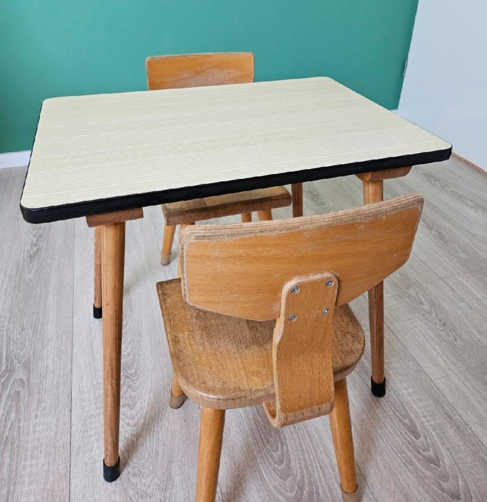 Vintage kinder tafeltje met stoeltjes, Ophalen, Gebruikt, Tafel(s) en Stoel(en)