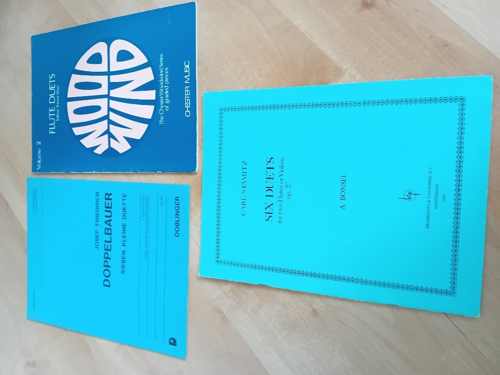 Bladmuziek voor twee fluiten, Gebruikt, Dwarsfluit of Piccolo, Klassiek, Overige soorten