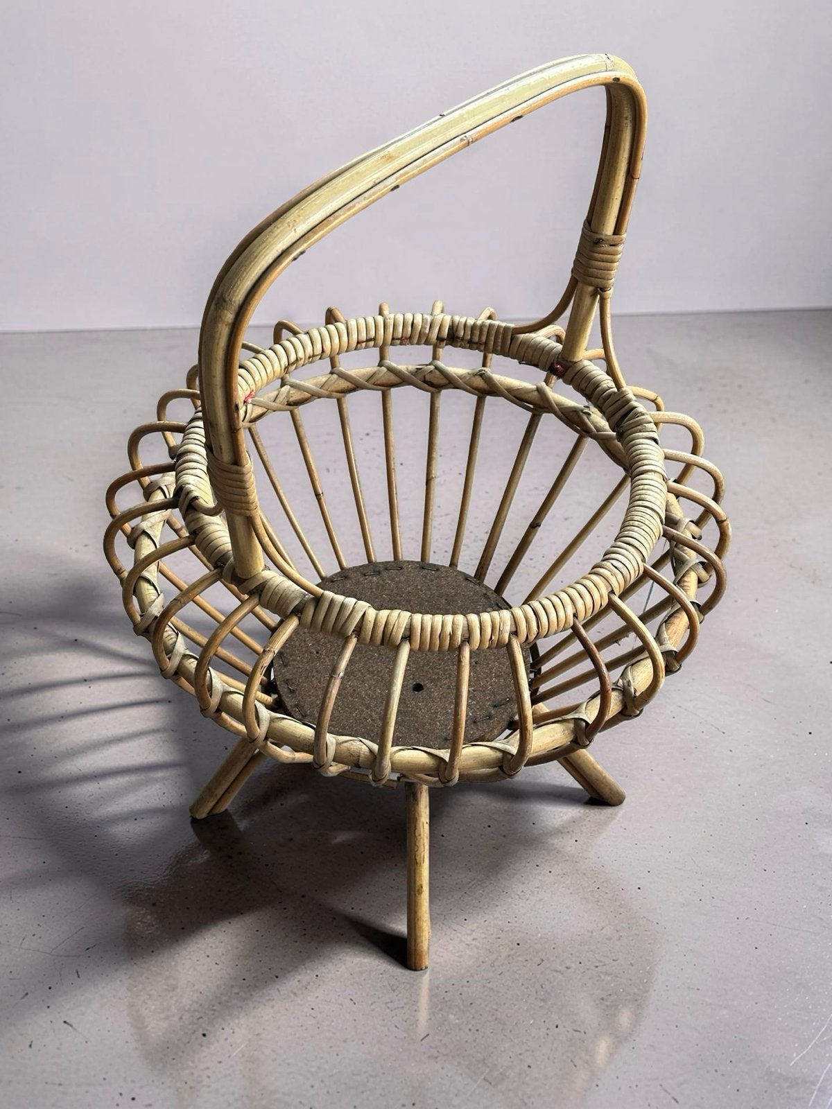 Vintage Rotan Mand Jaren '70, Gebruikt, Gevlochten, Mand, Rond