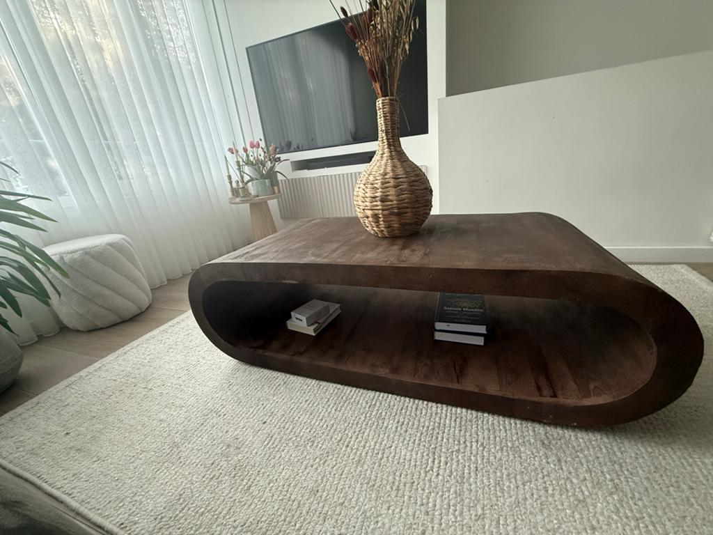 Salontafel By-Boo Mangohout Ovaal, 100 tot 150 cm, Zo goed als nieuw, Minder dan 50 cm, Ovaal