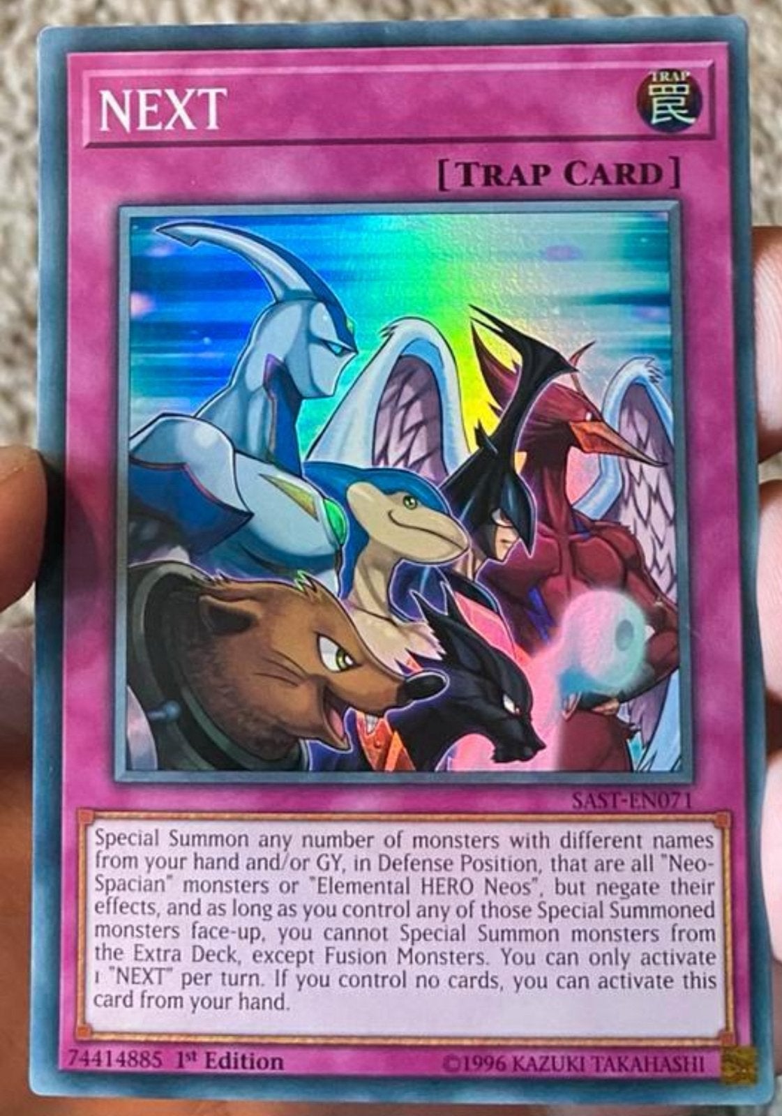 Yu-Gi-Oh! NEXT SAST 1st Edition !, Ophalen of Verzenden, Zo goed als nieuw, Losse kaart, Foil