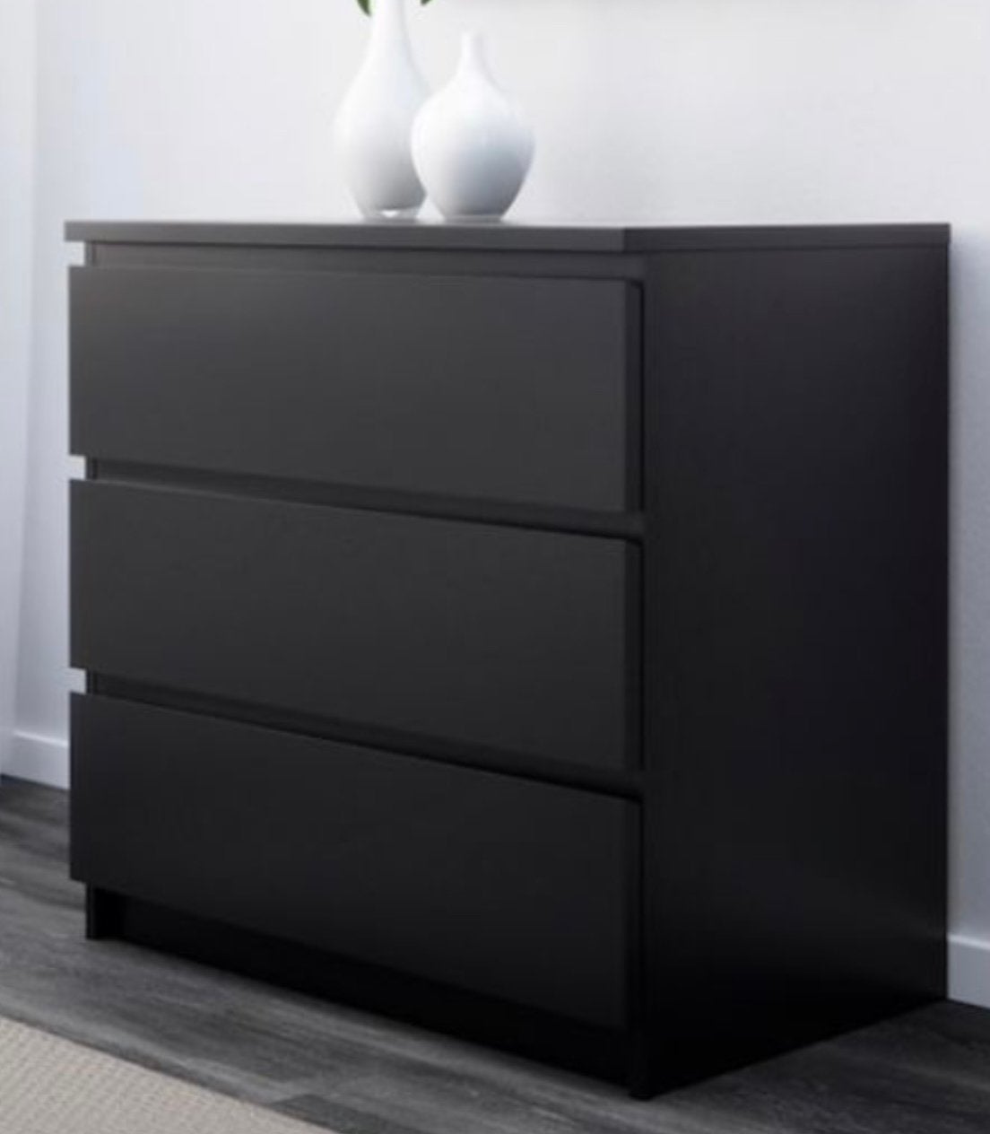 2x Malm ladekast zwart Ikea, Zo goed als nieuw, 3 of 4 laden, Minder dan 100 cm, 25 tot 50 cm