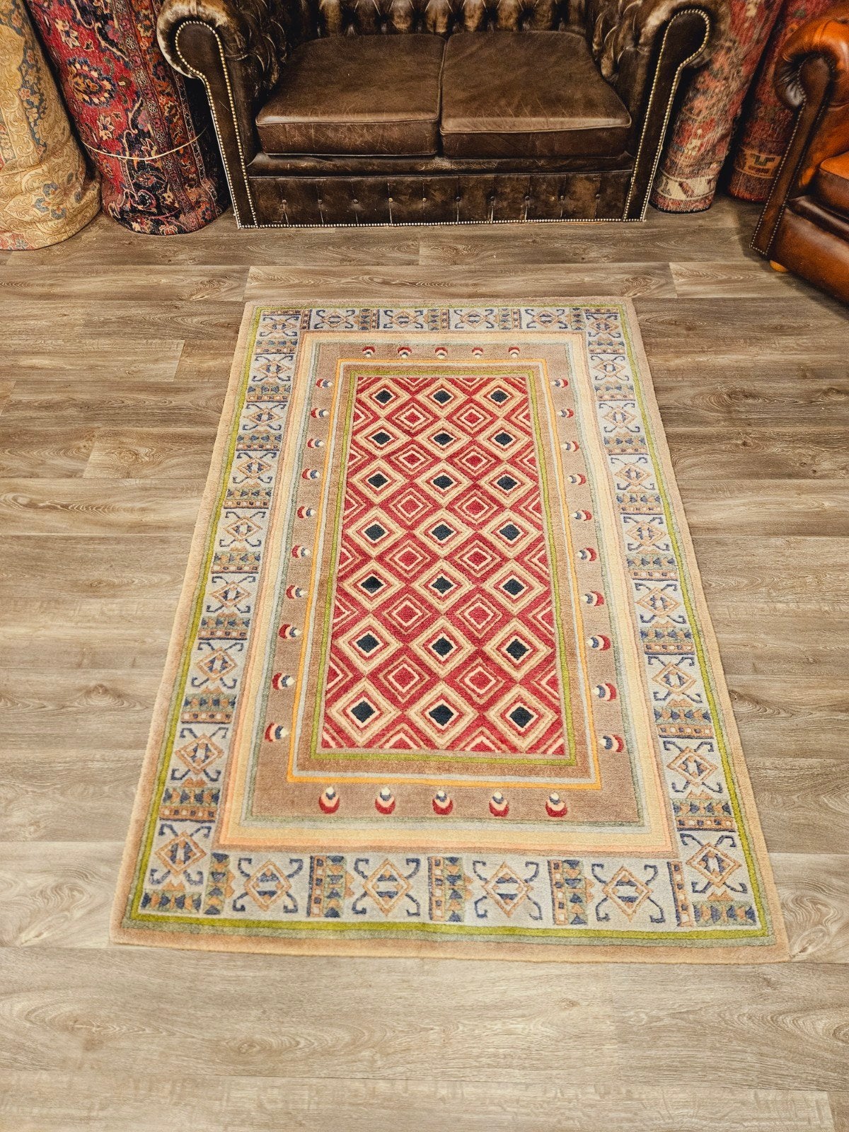 Handgeknoopt Tapijt uit Nepal. Prachtige kleuren!, Nepal, 100 tot 150 cm, 200 cm of meer, Ophalen of Verzenden