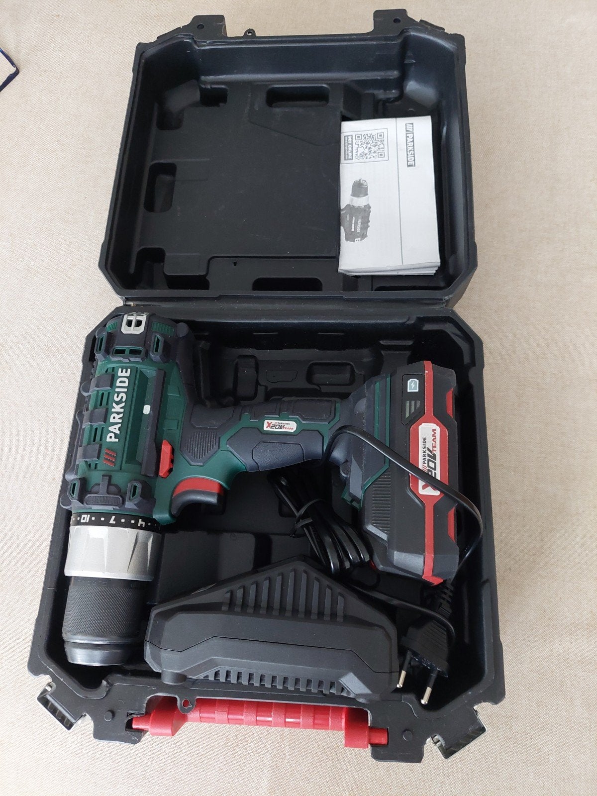 Parkside Accuboormachine 20V met Accu en Oplader, Ophalen of Verzenden, Zo goed als nieuw, Boor- en Schroefmachine, Variabele snelheid
