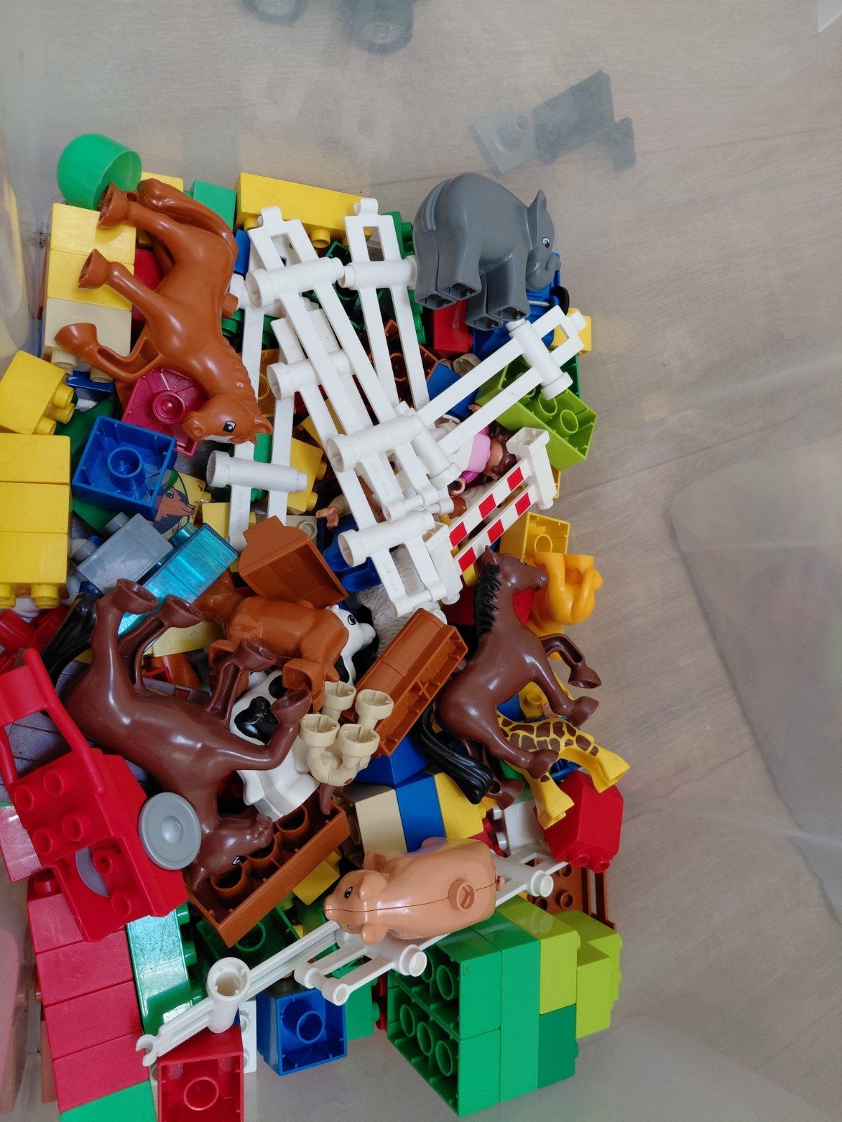 Duplo met losse onderdelen en diverse dieren, Ophalen, Gebruikt, Duplo, Losse stenen