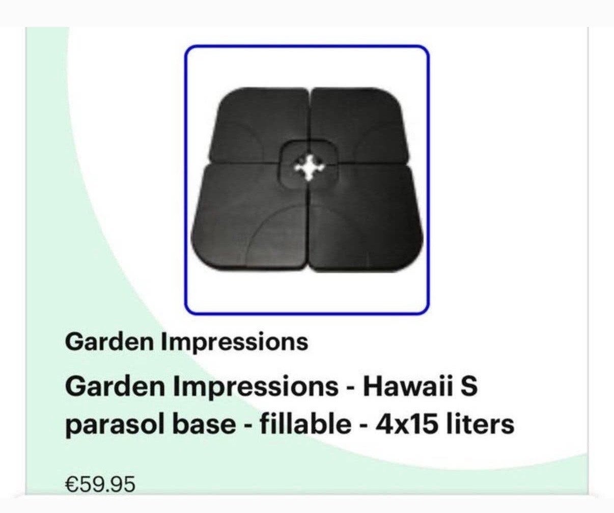 Parasolvoet Hawaii S - vulbaar 4x15 liter