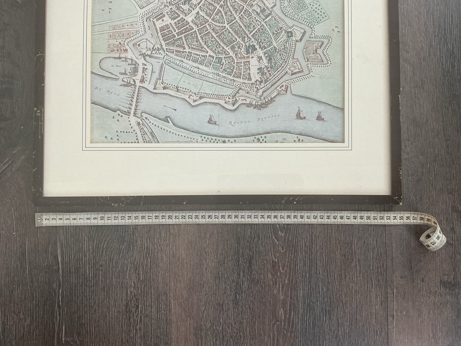 Oude stadskaart van Arnhem in houten lijst, Landkaart, 1800 tot 2000, Nederland, Ophalen