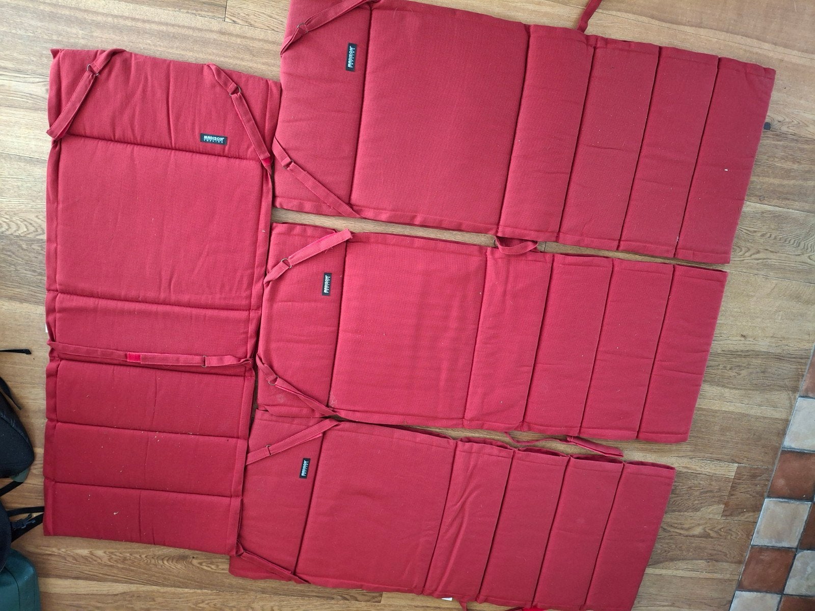 4 rode tuinkussens Madison Topline, Ophalen, Gebruikt