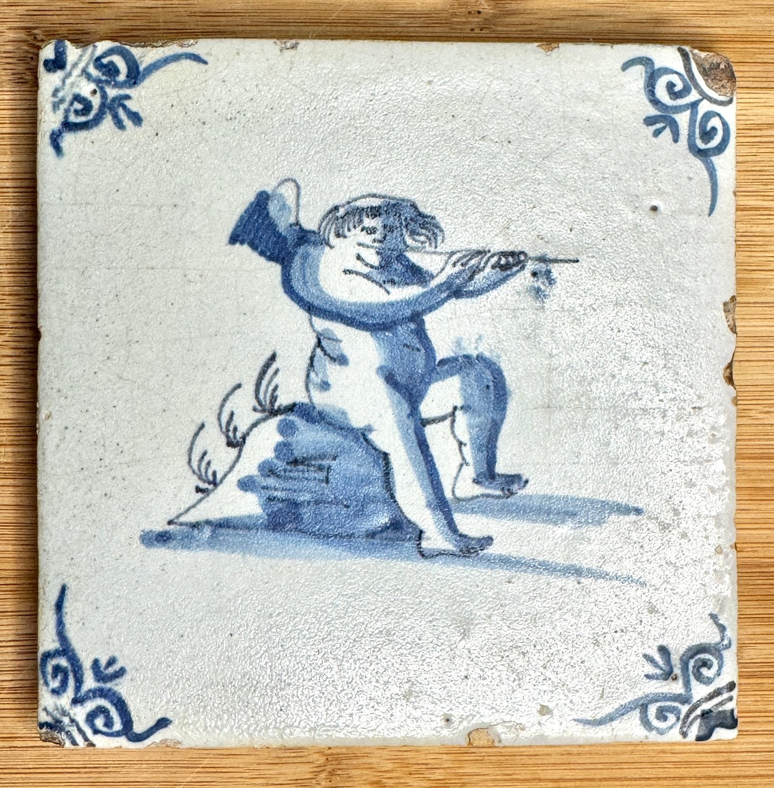 Antieke tegel engeltje 1600, Ophalen of Verzenden