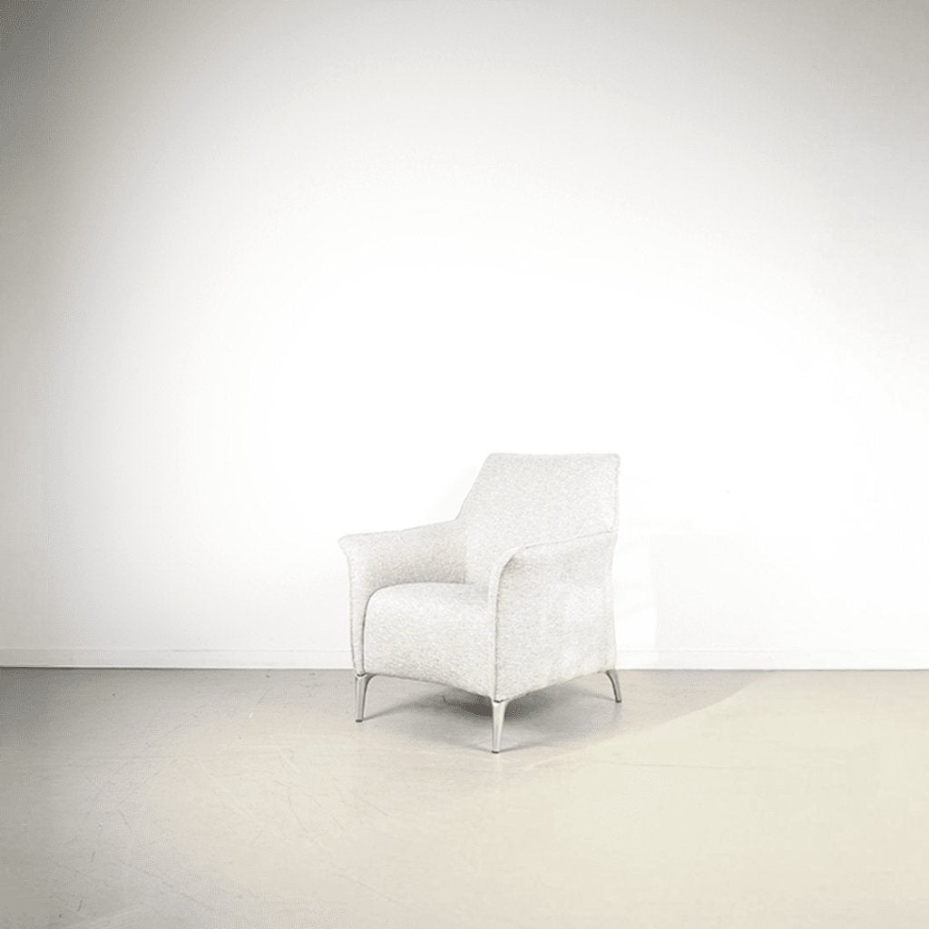 Leolux Mayuro Fauteuil Grijs Stof - Chroom, Niet ingevuld, Zo goed als nieuw, Niet ingevuld, Niet ingevuld