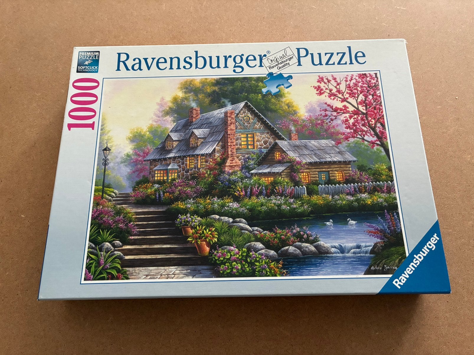 Ravensburger puzzel, 1000 stukjes, Romantische Cottage, Ophalen of Verzenden, 500 t/m 1500 stukjes, Zo goed als nieuw