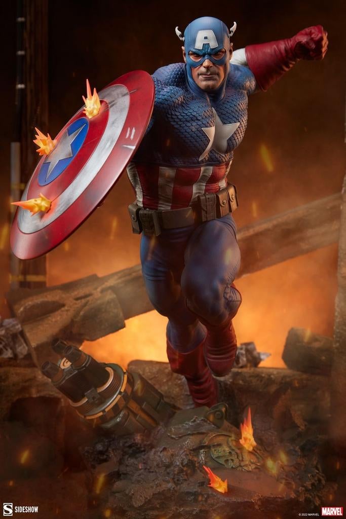 Sideshow Captain America Regular Premium Format Statue, Ophalen of Verzenden, Zo goed als nieuw, Beeldje, Replica of Model
