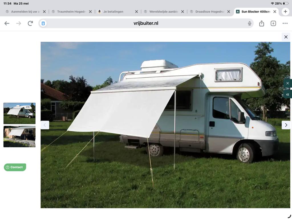 Sun Blocker eurotrail 4.00 x 1.40, Ophalen of Verzenden, Nieuw