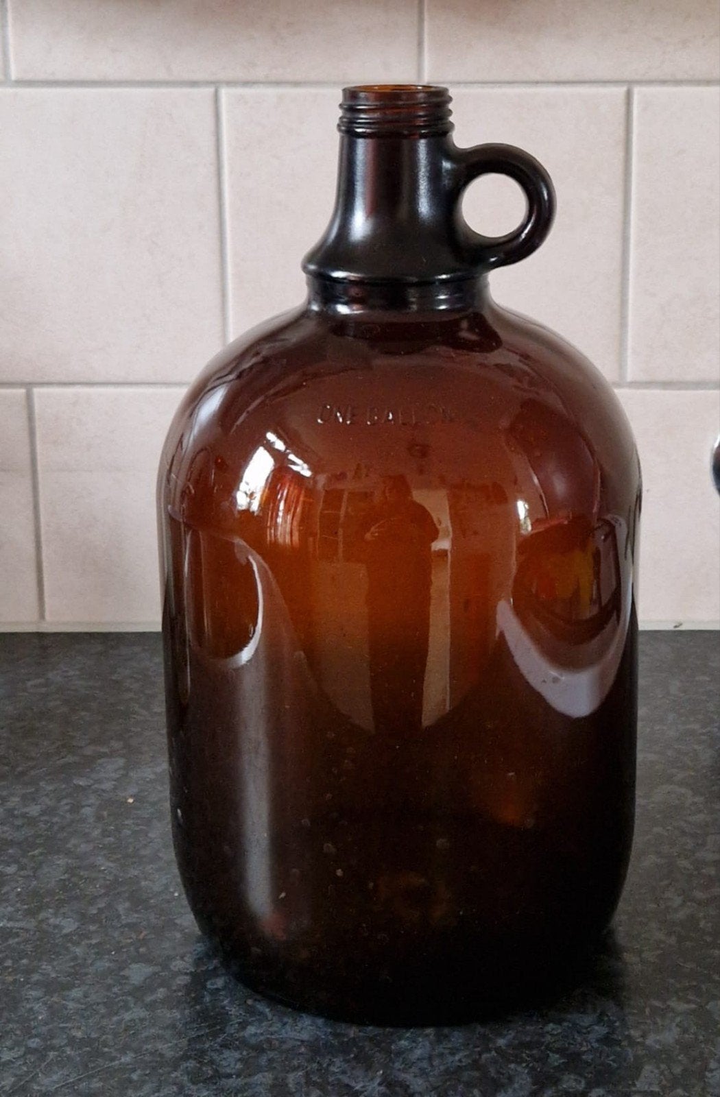 Vintage bruine glazen fles - One Gallon, Ophalen