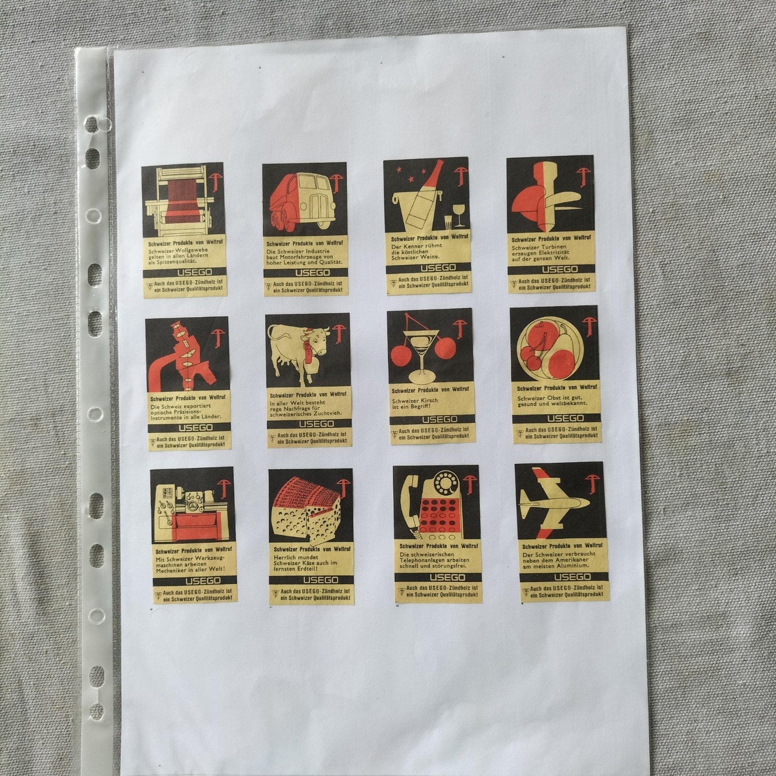 12 Usego Zwitserland Etiketten, Ophalen of Verzenden, Gebruikt, Sigarenbandjes