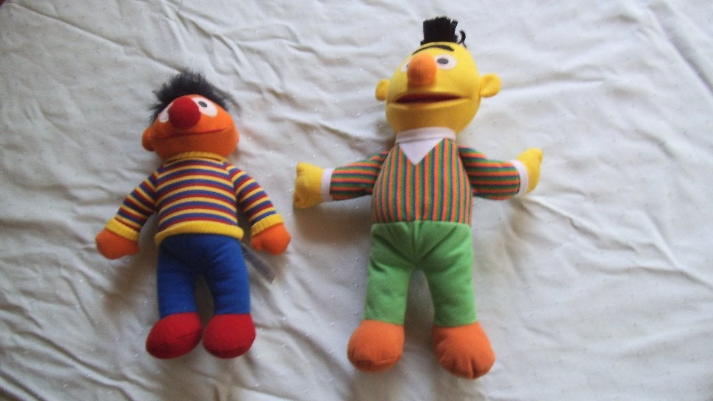 bert en ernie poppen, Ophalen of Verzenden, Gebruikt, Overige typen