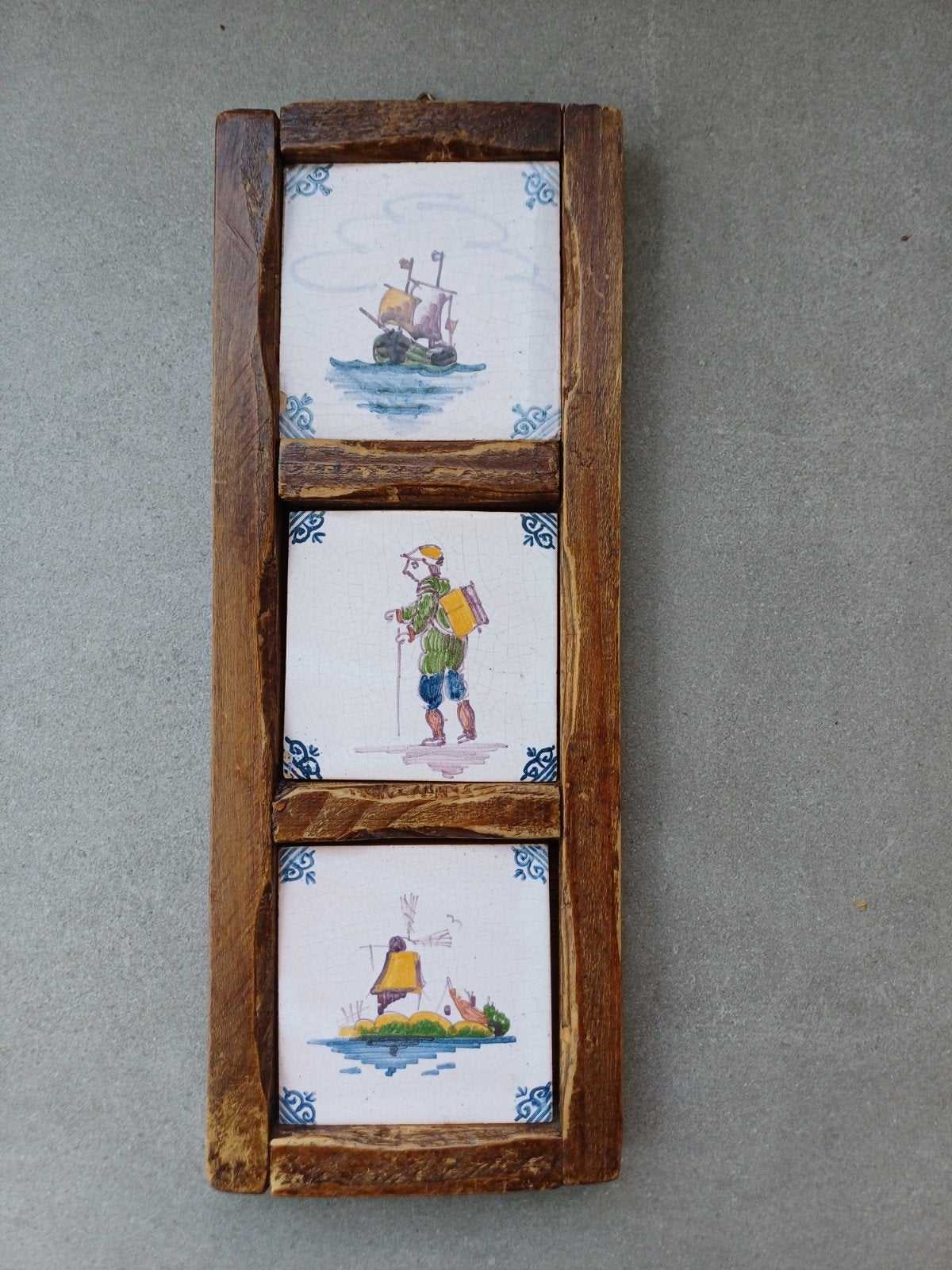 Vintage Delfts Blauw Tegeltableau - Hollandse Scènes, Verzenden
