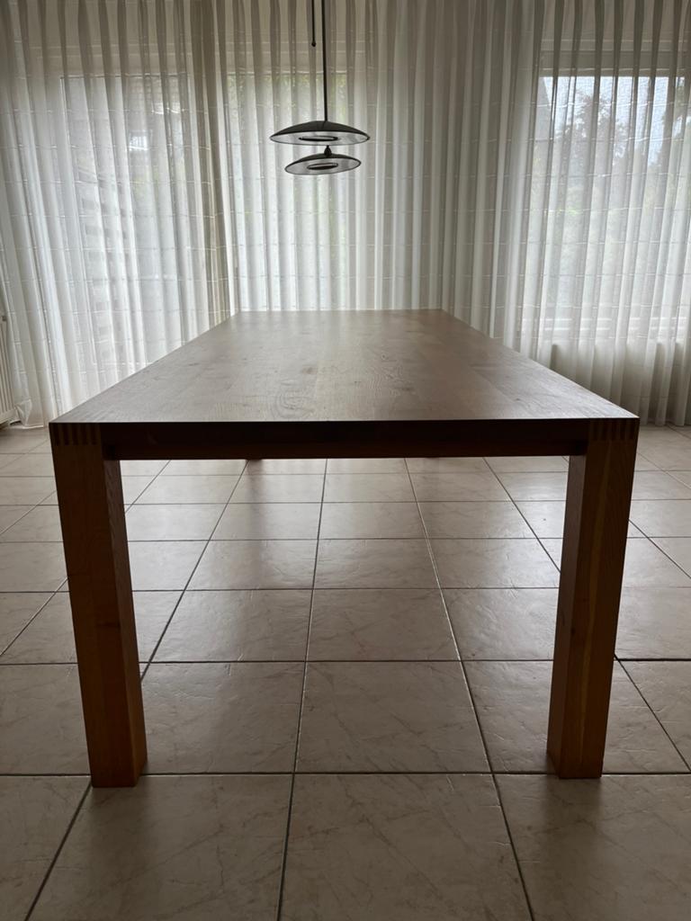 Pilat & Pilat eettafel van massief iepenhout (240x100 cm), Ophalen, Gebruikt, 100 tot 150 cm, 200 cm of meer
