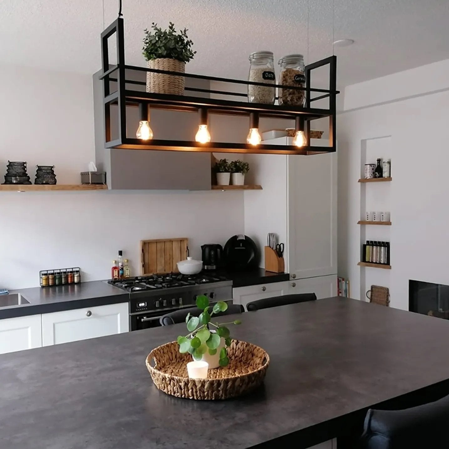 Leuke industriele hanglamp (zwart), Ophalen of Verzenden, Gebruikt, Overige materialen, Hotel chique, landelijk, industriele
