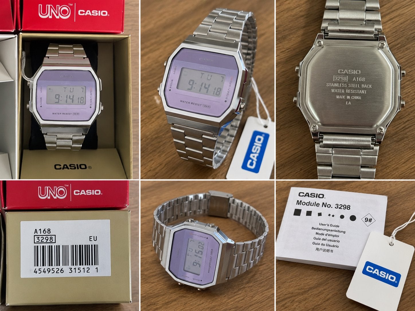 Casio Vintage A168 Digitaal Zilver/Lila | Nieuw in doos, Ophalen of Verzenden, Nieuw, Android