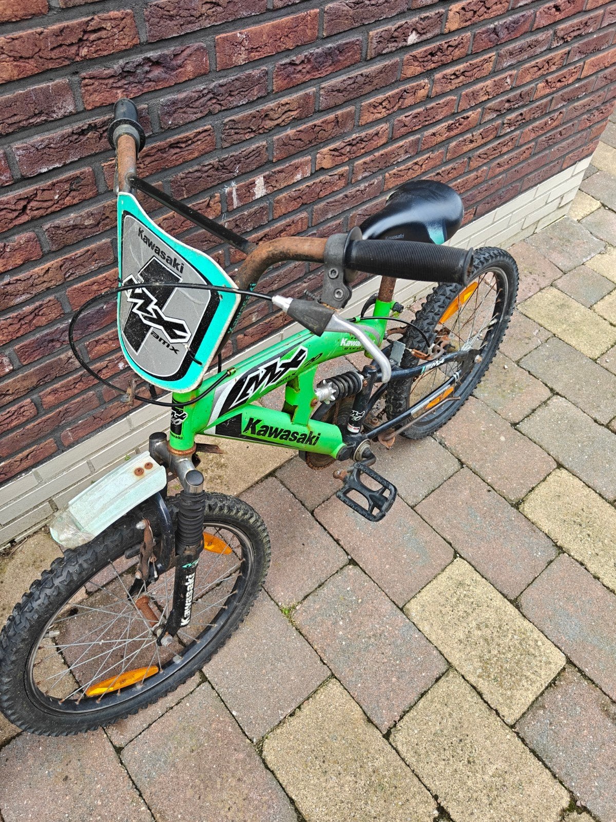Kawasaki BMX kinderfiets - Groen, Ophalen, 20 inch of meer, Gebruikt, Velgrem