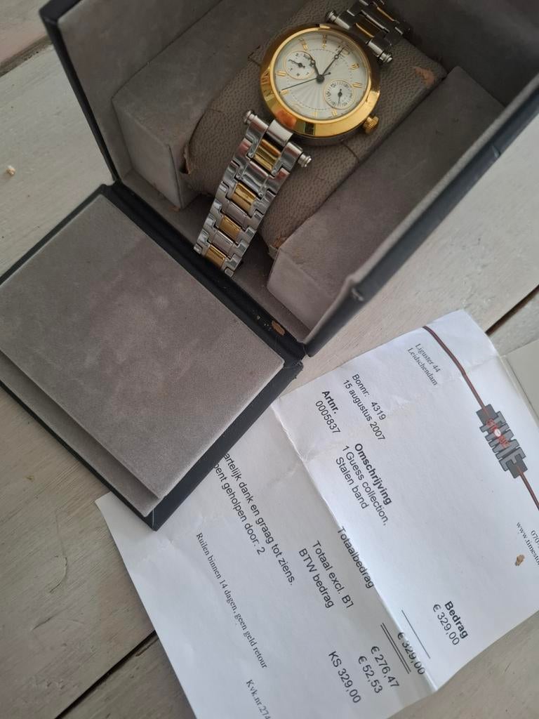 Vintage Guess Collection horloge met stalen band ZGAN, Staal, Staal, Guess, Polshorloge