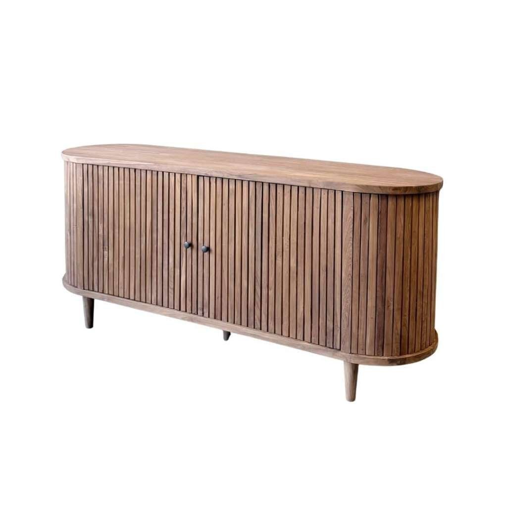 Teak TV Dressoir 160 cm, Met deur(en), 150 tot 200 cm, Teakhout, Nieuw