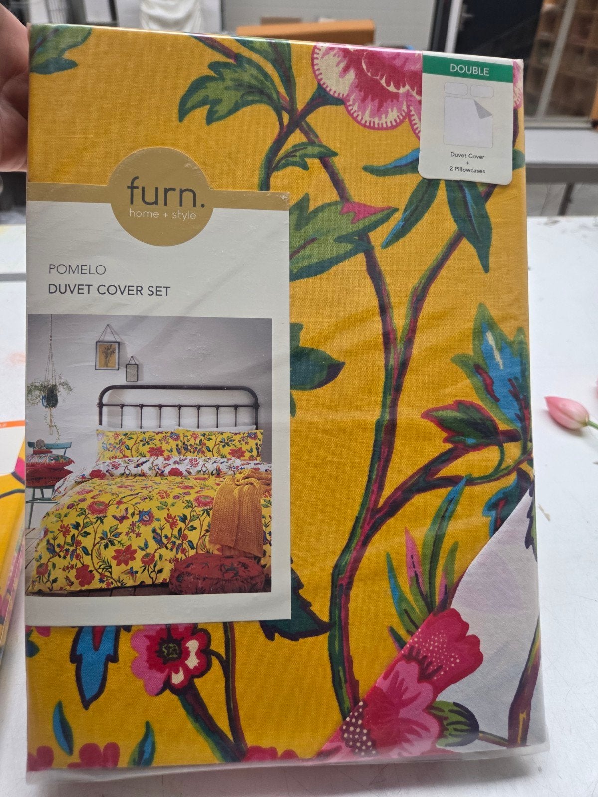 Furn. Pomelo Dekbedovertrekset - Geel, Dubbel, Ophalen of Verzenden, Nieuw, Tweepersoons, Dekbedovertrek