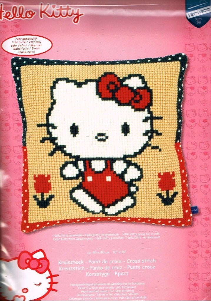 Cado aanbieding hello kitty borduurpakket kussen, WANDELEN, Ophalen of Verzenden, Nieuw, Handborduren, Borduurpakket