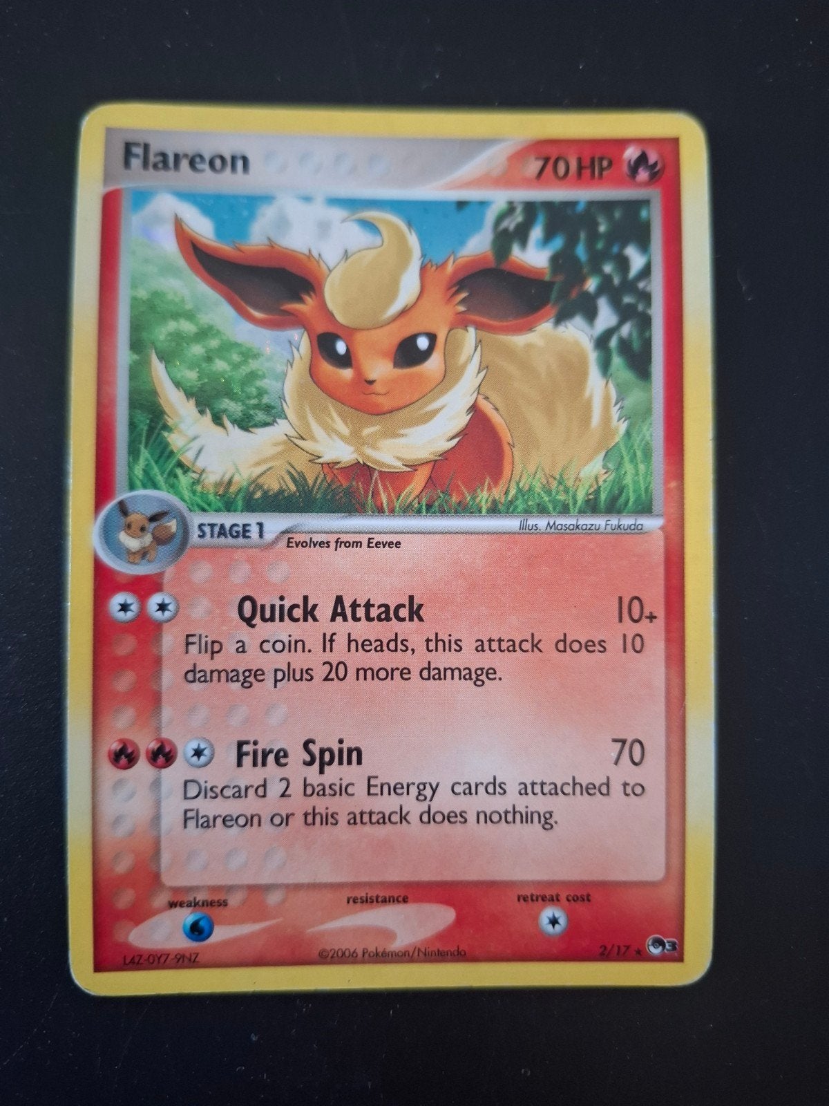 Flareon 2/17 Pokémon kaart - Holo Rare, Hobby en Vrije tijd, Ophalen of Verzenden