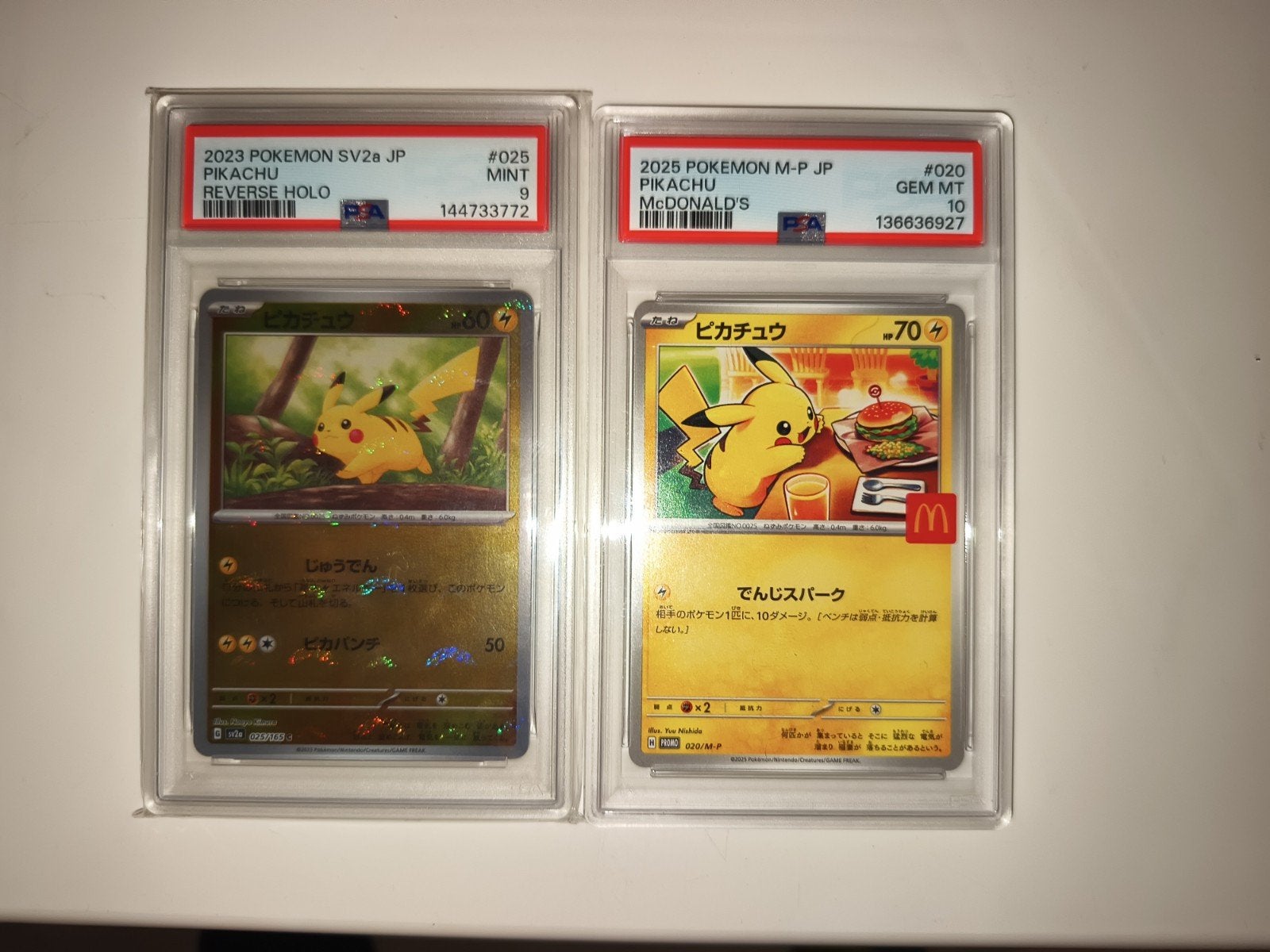 Pokemon psa 10 en 9 pikachu, Ophalen of Verzenden, Zo goed als nieuw, Meerdere kaarten