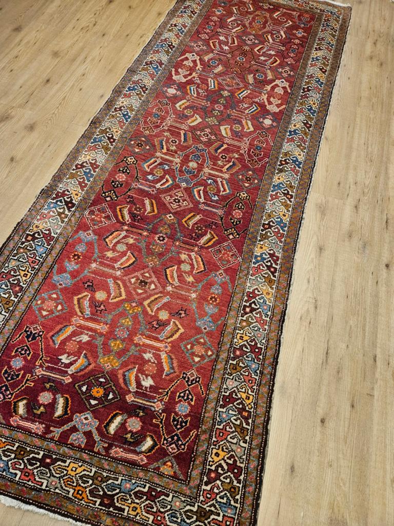 Vintage handgeknoopt perzisch tapijt loper 320x113, Info@SlatsAntiek.nl, 100 tot 150 cm, Perzisch, 200 cm of meer