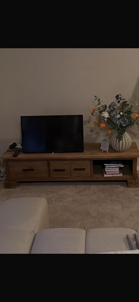 Houten tv meubel!, Huis en Inrichting, Kasten | Televisiemeubels, Ophalen, 150 tot 200 cm, Zo goed als nieuw, Minder dan 100 cm