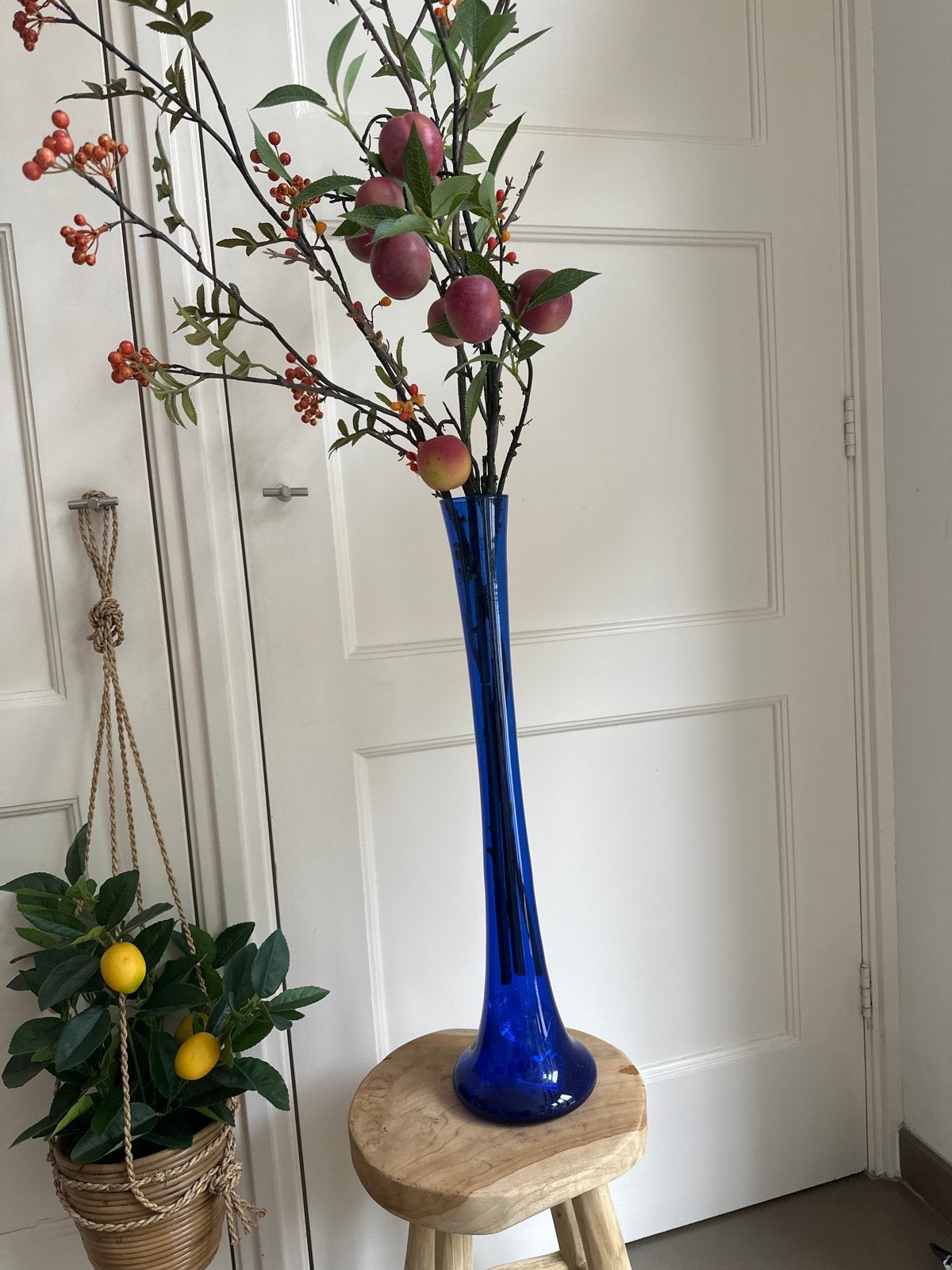 Donkerblauwe Pijpvaas - Elegante Glazen Vaas, Ophalen