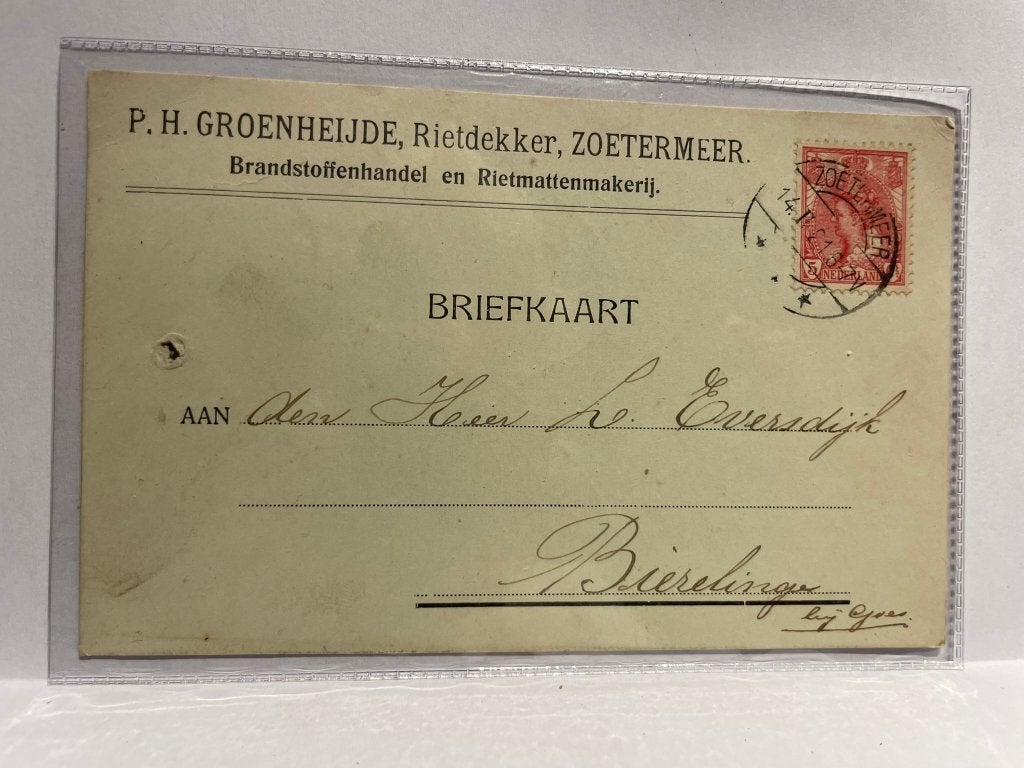 Briefkaart - Zoetermeer - P.H. Groenheijde, Verzenden, 1920 tot 1940, Gelopen, Zuid-Holland