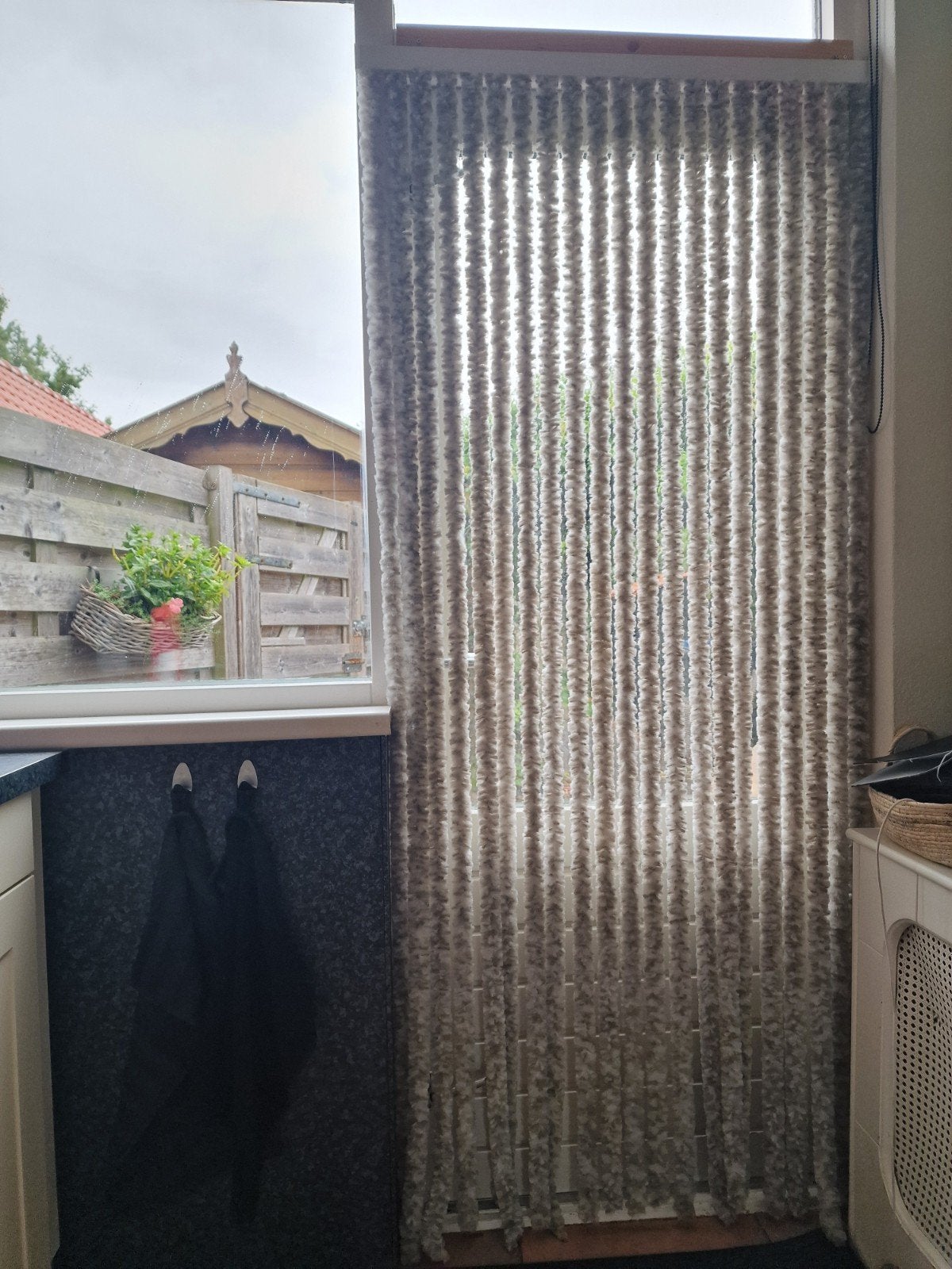 Vliegengordijn Kattenstaarten voor de deur, Ophalen, 93 cm, Gebruikt, Vliegengordijn
