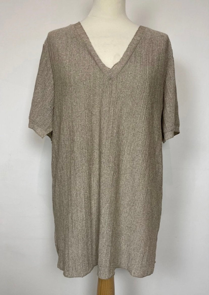 ZARA top – taupe – V‑hals – maat S, Kleding | Dames, Maat 38/40 (M), Verzenden, Beige, Zo goed als nieuw