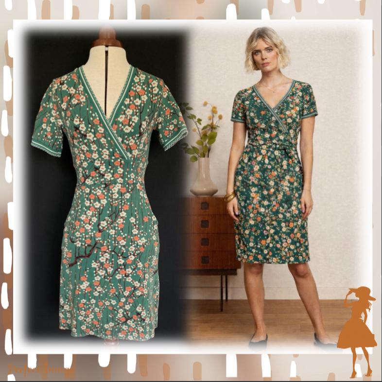 King Louie retro Cross Dress in Green-S, Kleding | Dames, Jurken, Ophalen of Verzenden, Maat 36 (S), Gedragen, Boven de knie
