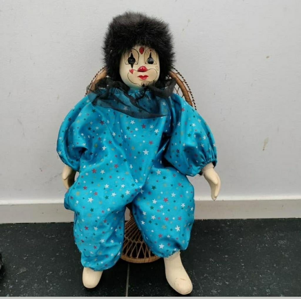 CLOWN, Pauwstoel,Rotan Stoel,Porselein,blank,Zwart,Pauwstoel, Ophalen of Verzenden