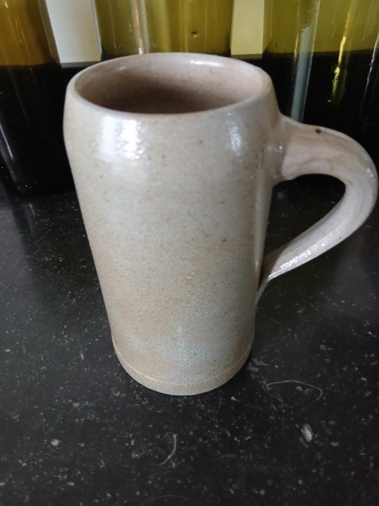 Oude aardewerk bierpul 1 liter, Antiek en Kunst, Ophalen of Verzenden