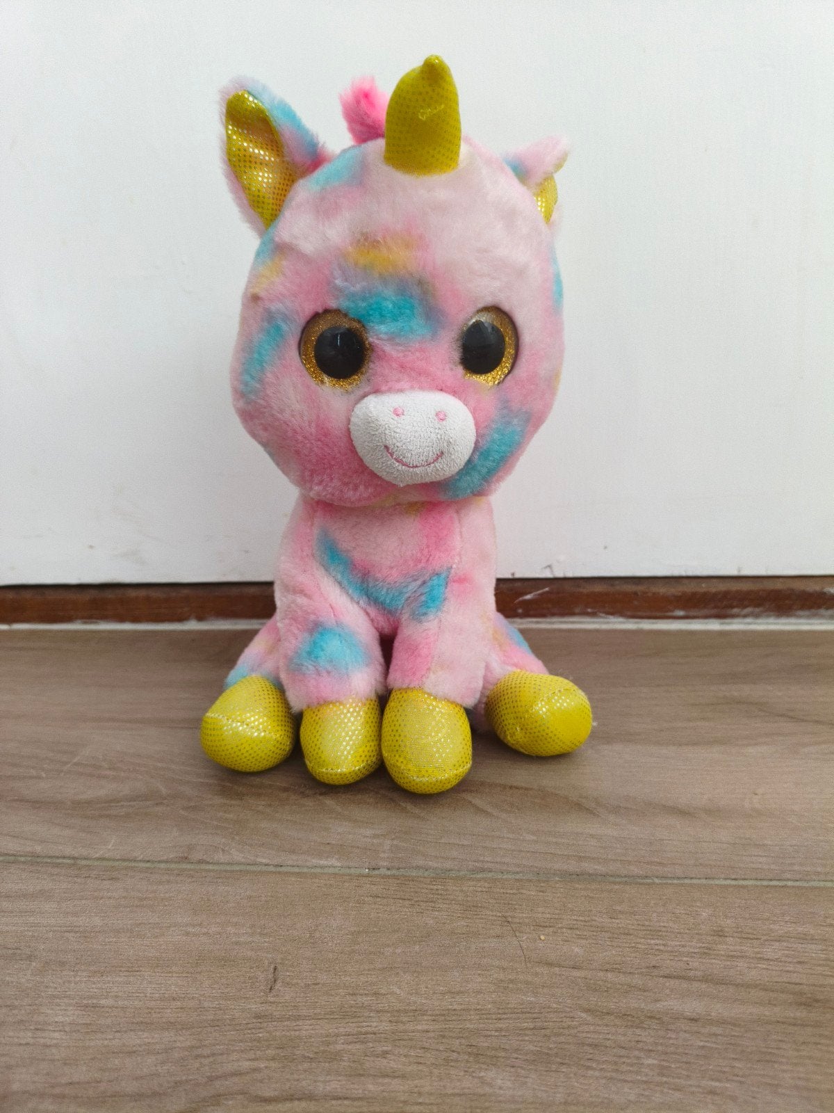 Eenhoorn Knuffel met gouden ogen, Overige karakters, Ophalen of Verzenden, Middelgroot (20 tot 80 cm), Roze
