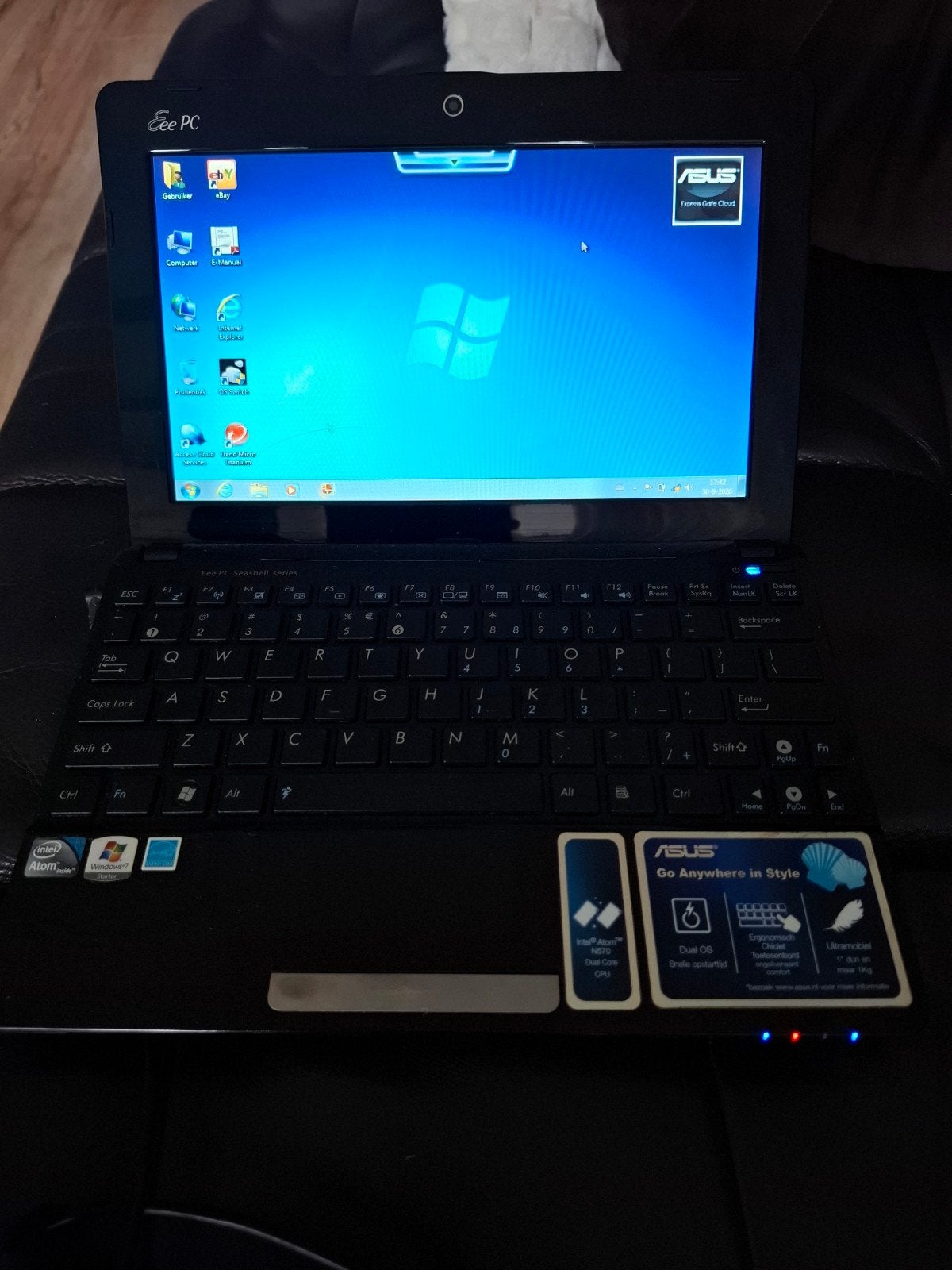 ASUS Eee PC Minilaptop (12,1 inch) Windows 7., Gebruikt, HDD, Qwerty, Intel Atom