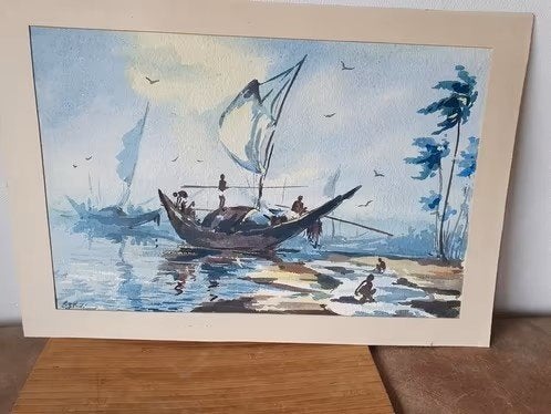 Aquarel Tanzania Kasela Kanpfa gesigneerd, Ophalen