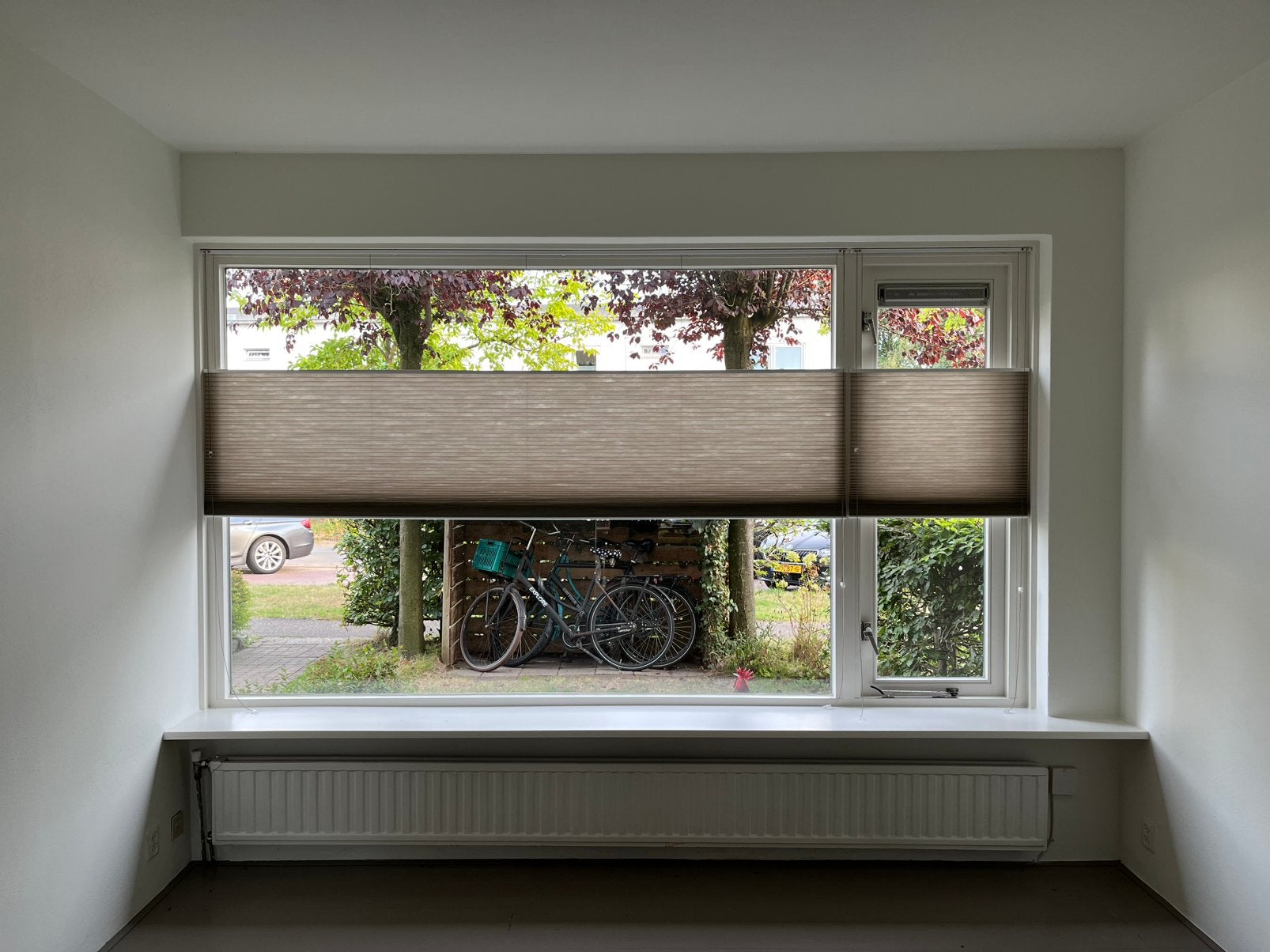 Plisségordijnen kleur taupe 248 x 176 en 68 x 176 cm, Huis en Inrichting, Ophalen, Overige materialen, Beige, 176 cm