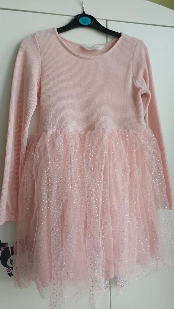 H&M Roze Jurk met Tule en Glitter - Maat 134/140, Kinderen en Baby's, Kinderkleding | Maat 134, Zo goed als nieuw, Meisje, Jurk of Rok