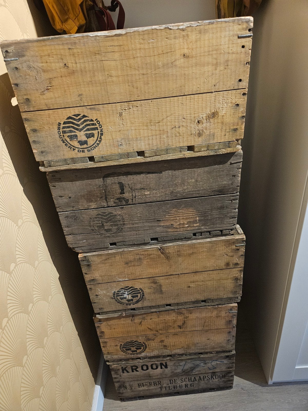 Vintage houten fruitkisten/bierkratten, Ophalen, Minder dan 50 cm, Gebruikt, 50 tot 100 cm