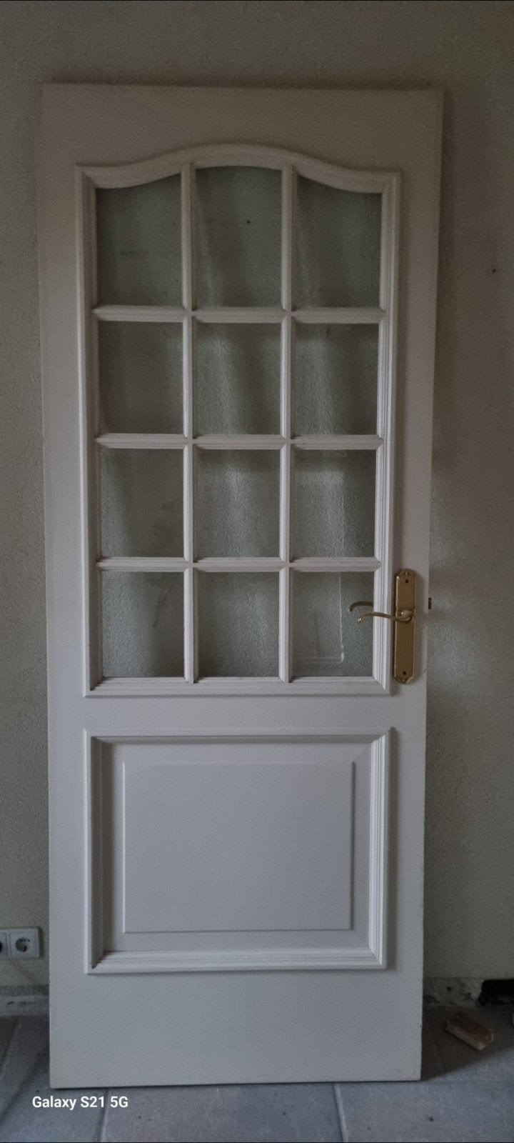 Binnendeur met glaspanelen en messing beslag, Ophalen, Gebruikt, 80 tot 100 cm, Binnendeur