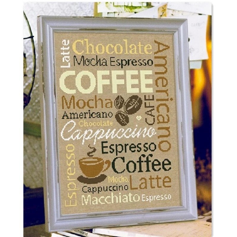 Borduurpakket 'Coffee Letter' - Nieuw 14CT Aida, Hobby en Vrije tijd, Ophalen of Verzenden, Nieuw, Handborduren, Borduurpakket