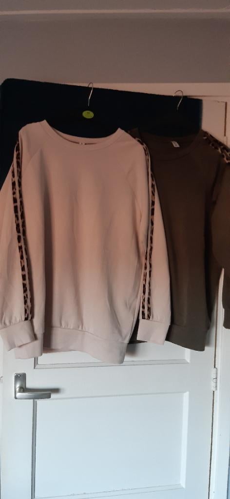 Longsleeve met panter streep 2 kleuren t/m 44, Ophalen of Verzenden, Zo goed als nieuw, Maat 42/44 (L), Beige